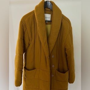 Madewell Mustard collared coat, padded very warm, concealed button front